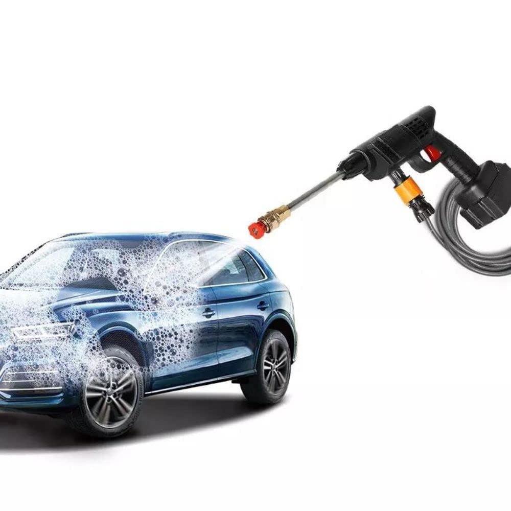 Cordless Car Washer High Pressure Gun - Car Washing 48V Rechargeable Electric Pressure Washer Gun Bike, Car Washing Pump, Portable Car Washer with Adjustable 3 in 1 Nozzle and 5M Pipe. Black GenzVybs