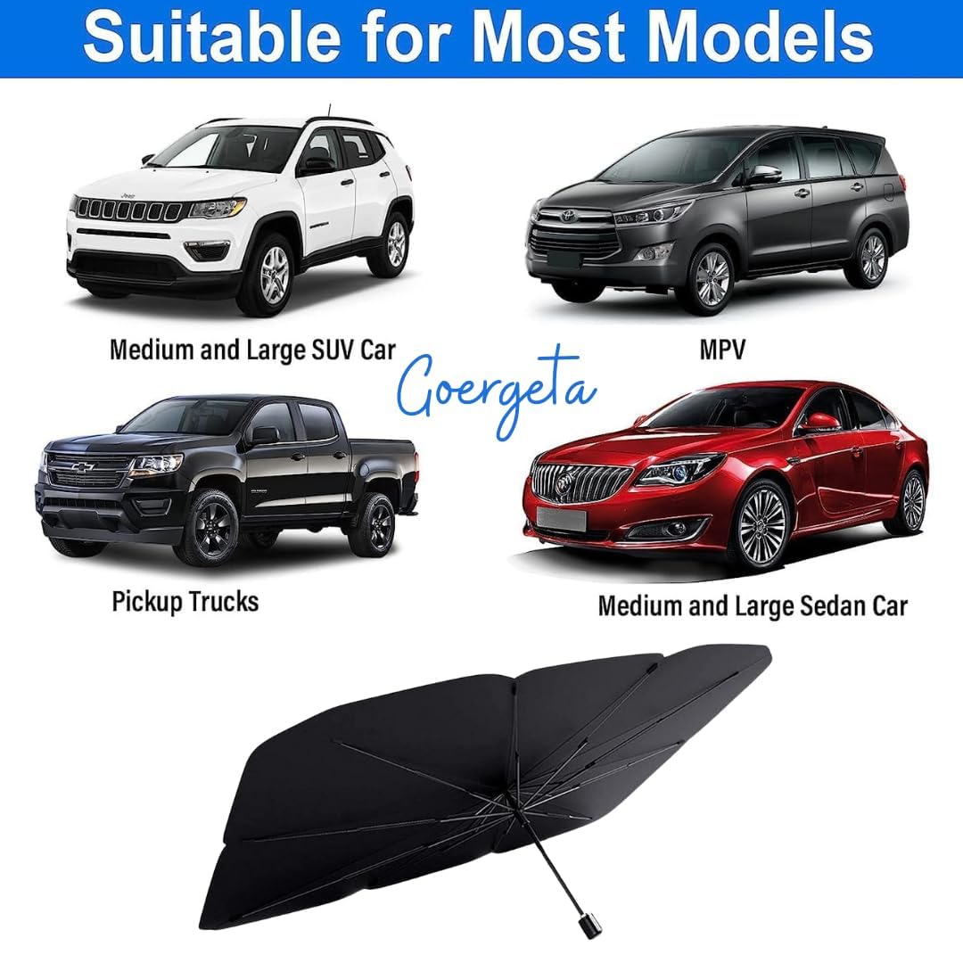 Car Sun Shade Windshield Cover | Umbrella Windshield Sun Shade for Car Front Window | Sun Protection & Heat Insulation Foldable Sun Shade | Full Cover Sun Shade for Most Vehicles GenzVybs